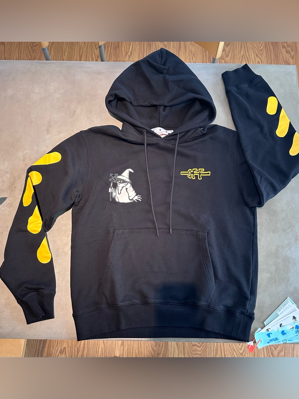 Off-White Crossed Off Wiz Slim Hoodie Black/Yellow Medium
